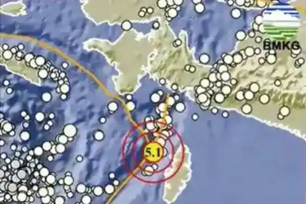 Gempa Magnitudo 5,1 Tercatat di Laut Dekat Maluku Barat Daya
