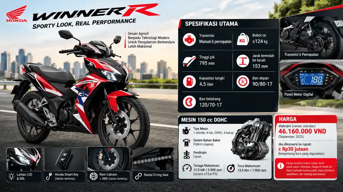 Honda Winner 2026 Tampil Lebih Agresif dengan Inspirasi Desain CBR1000RR