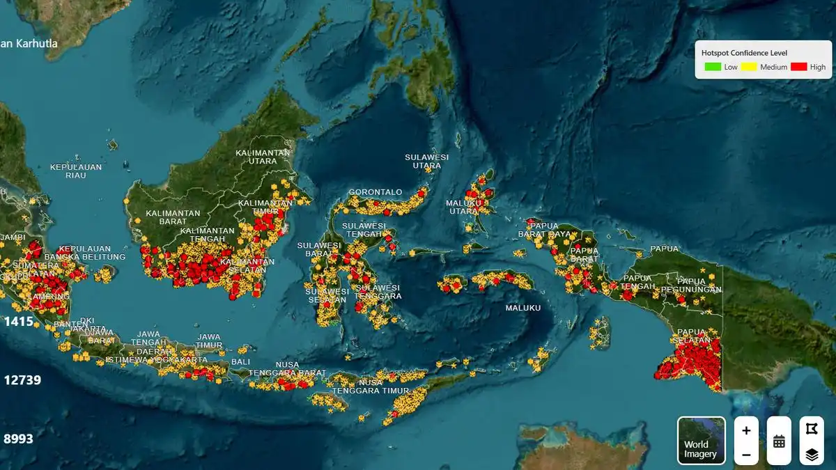 Karhutla Masih Meluas, Ribuan Titik Panas Terdeteksi di Berbagai Wilayah Indonesia