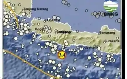 Gempa Magnitudo 3,4 Tercatat di Selatan Pangandaran