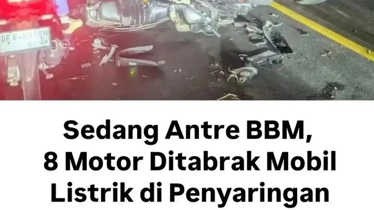 Delapan Motor Rusak Usai Mobil Listrik Menabrak Antrean BBM di Jembrana