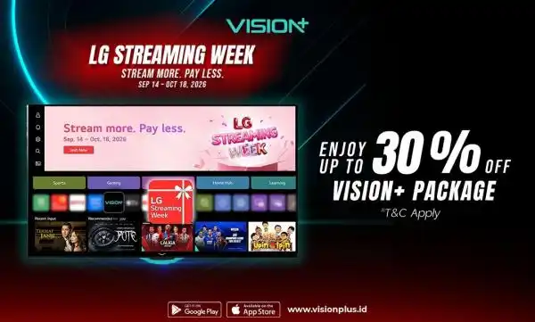 Promo Vision+ di LG Streaming Week 2026: Paket Premium Rp15.000 hingga 18 Oktober